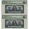 Image 1 : 1937 $5 BC-23c #DS8479624 & 623 PMG Gem UNC66 EPQ.  Lot of 2 superb notes.