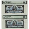 Image 1 : 1937 $5 BC-23c #DS8479625 & 626 PMG Gem UNC66 EPQ.  Lot of 2 superb notes.