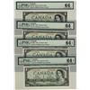 Image 1 : 1954 $1 BC-29a PMG UNC64.  Lot of 4 notes all Choice UNC.