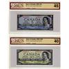 Image 1 : 1954 $5 BC-31a EF45 & $20 BC-33a EF40.  Lot of 2 BCS graded notes.