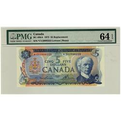 1972 $5 BC-48bA *CU2988223 PMG UNC64EPQ. Very scarce replacement.