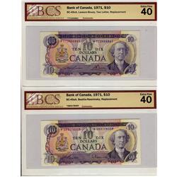 1971 $10  BC-49aA *DB3178359 and BC-49cA *TT2406861 Lot of two notes, All BCS EF40