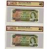 Image 1 : 1969 $20 BC-50aA *EM3146359 and BC-50bA *WF3434108 Lot of two notes  All BCS EF40