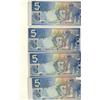 Image 1 : 2006 $5 BC-67a #APK5616165, #5617165, #5618165 & 5619165.  Lot of 4 consecutive RADAR notes.  Choice