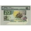 Image 1 : ERROR NOTE, 2004 $20 BC-64a #AYV2828702 PMG UNC65EPQ. Major folding error.