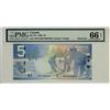 Image 1 : ERROR NOTE, 2006 $5 BC-67a #AOZ1086061 / BPZ0086061 PMG UNC66EPQ. Mismatch prefix and serial numbers