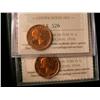 Image 1 : 1957 & 1960 1¢ ICCS PL66RD Heavy Cameo.  Lot of 2 coins. The 1957 is very scarce in such high grade.