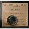Image 1 : 1953 5¢ SF ICCS PL64 Cameo.