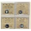Image 1 : 1959 HC, 1965 UHC, 1966 HC & 1969 HC 10¢.  Lot of 4 ICCS graded coins all PL65 except the 1959 PL64.