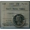 Image 1 : 1953 25¢ SmDate ICCS PL65 Cameo.