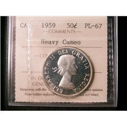 1959 50¢ ICCS PL67 Heavy Cameo. Solo highest graded.
