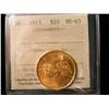 1913 $10 Gold ICCS MS63. Another nice and choice example. Scarce date.