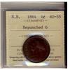 1864 N.B. 1¢  Repunched 6 ICCS AU55.  Brown and well struck.