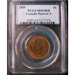 1859 1¢ Nar PCGS MS64RB.  Nice attractive example.