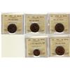 Image 1 : 1876H, 1893, 1895, 1903 & 1949 A Off Dent 1¢ ICCS MS63RB.  Lot of 5 coins.