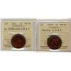 Image 1 : 1882H Obv 1 & 1891 LLLD Obv 2 1¢ ICCS MS62RB.  Lot of 2 coins both MS62RB.