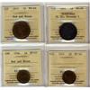 Image 1 : 1891SDSL Obv 3 VF20, 1913 MS62RB, 1925 EF & 1934 1¢ MS63RB.  Lot of 4 coins all ICCS graded.