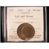 Image 1 : 1901 1¢ ICCS MS64RB, lustrous.