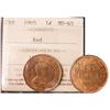 Image 1 : 1905 1¢ ICCS MS65RD. 85% red with lots of lustre.