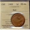 Image 1 : 1908 1¢ ICCS MS64RD.  70% red.