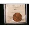 Image 1 : 1911 1¢ ICCS MS65RD.  Gem 95% red example.