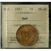 Image 1 : 1911 1¢ ICCS MS65RD.  Strong lustre, 90% red.
