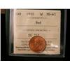 Image 1 : 1922 1¢ ICCS MS63RD.  Lustrous 100% red.