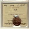 Image 1 : 1924 1¢ ICCS MS63RD.  70% red. A tough date.