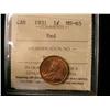 Image 1 : 1931 1¢ ICCS MS65RD. 85% red with golden tint. Tied for finest.