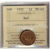 Image 1 : 1933 1¢ ICCS MS65RD.  95% red with frostlike finish.