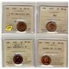Image 1 : 1937 1¢ ICCS MS64RD, 1938 A Off MS63RD, 1965 LgBds Blt 5 MS64RD & 1985 Blt 5 MS66RD Numismatic BU.  