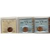 Image 1 : 1939 CCCS MS64RD, 1942 CCCS MS63RD & 1944 1¢ ICCS MS63RD.  Lot of 3 certified small cents.