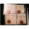 Image 1 : 1943, 1945, 1949 A Off & 1951 1¢ ICCS MS64RD.  Lot of 4 coins all red.