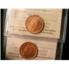 Image 1 : 1943 & 1947 1¢ ICCS MS65RD.  Lot of 2 coins both full red.