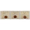 Image 1 : 1952, 1954 SF  & 1959 1¢ ICCS MS65.  Lot of 3 coins ALL full red.