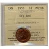 Image 1 : 1955 1¢ SF ICCS MS66RD.  Solo highest graded by ICCS.