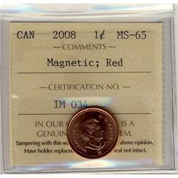 2008 1¢ Magnetic ICCS MS65RD.