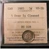 Image 1 : 1885 5¢ 5 over 5 ICCS VF30.  Designated, Cleaned.