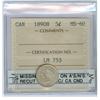 Image 1 : 1890H 5¢ ICCS MS60.  