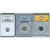 Image 1 : 1900 5¢ Rd 0 ANACS VF25 & 1901 5¢ PCGS XF40 and NGC AU58.  Lot of 3 coins.