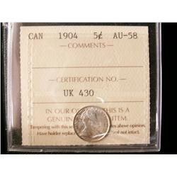 1904 5¢ ICCS AU58.  Sharp issue.