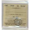 Image 1 : 1918 5¢ ICCS MS64. Hint of gold with lots of lustre.