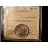 Image 1 : 1937 5¢ ICCS MS65. Fully lustrous.