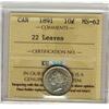 Image 1 : 1891 10¢ 22 Lvs ICCS MS62.