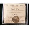 Image 1 : 1899 10¢ Sml 9's ICCS MS63.  Golden toning.