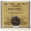 Image 1 : 1909 10¢ BL ICCS MS63.  Well struck with strong lustre.