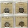 Image 1 : 1874H, 1900, 1918 & 1936 25¢ ICCS VF30.  Lot of 4 coins.