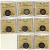 Image 1 : 1886 Obv Short bough ends (3), 1887, 1891, 1893, 1915 & 1927 25¢ ICCS G4.  Lot of 8 coins all proble