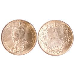 1913 25¢ PCGS MS65.  Lustrous with golden finish.  Excellent strike with clean fields and nice surfa