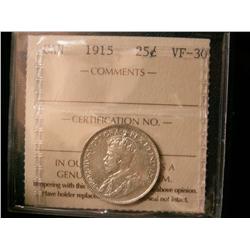 1915 25¢ ICCS VF30.